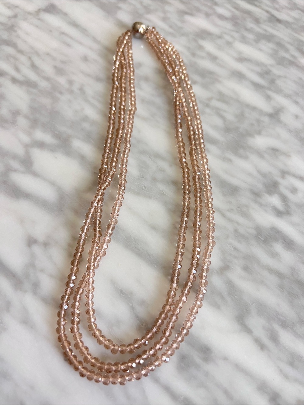Multi-Strand Blush Crystal Glass Necklace - Brand